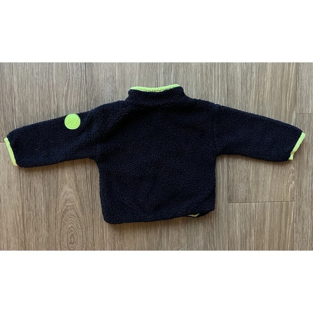Baby GAP Sherpa Quarter Snap Sweatshirt Pullover Size 18-24 Months Navy Blue